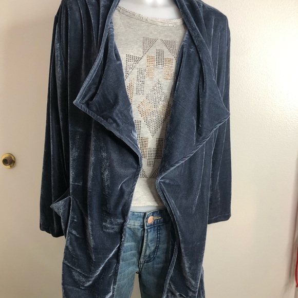 Amaryllis Sweaters - Amaryllis Midnight Blue Velvet Cardigan